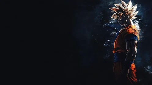 Storm-lit warrior in quiet profile against cosmic night.