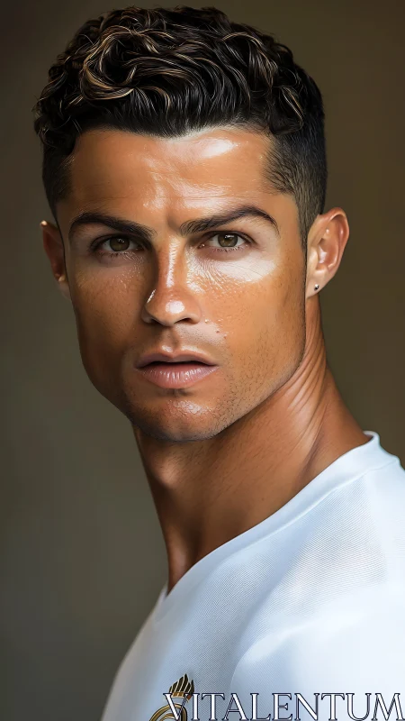 Glowing football portrait freezes a moment of sharp focus