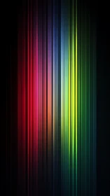 Neon spectrum light bars on dark gradient background.