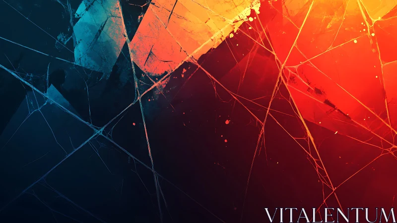 Abstract geometric art with vibrant orange and blue color contrast.