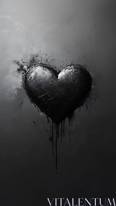 Monochrome Heart Explodes: Splattered Emotion in Shades of Black.