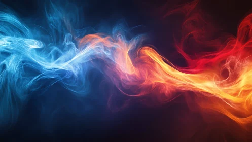 Vibrant Energy Waves Collide in Stunning Blue and Fire Dance