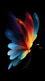 Prismatic winged bloom in midnight digital flight.