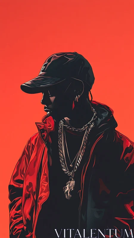 Stylized hip-hop portrait in high-contrast digital vector shading.