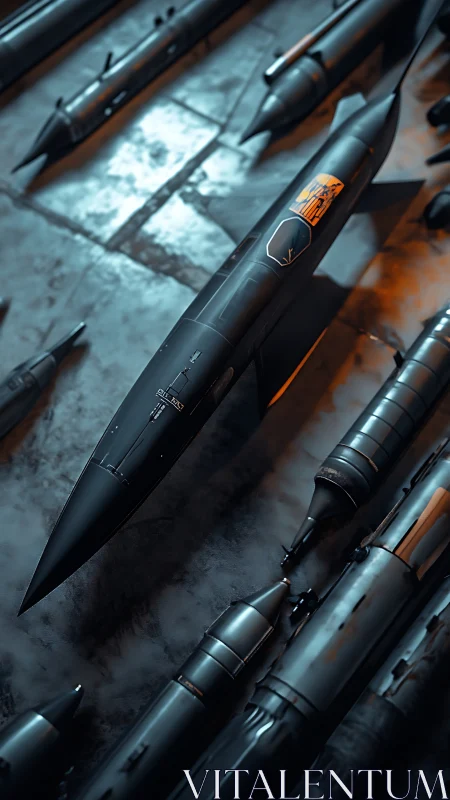 Missile array rendered in detailed cinematic 3D lighting