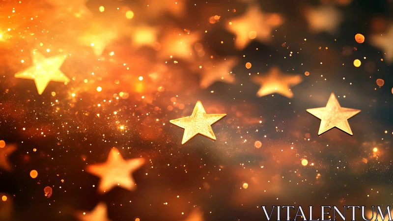 Glowing golden starfield with cinematic shallow depth of field.