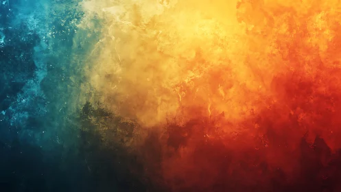 Abstract blue to orange gradient with textured clouds.