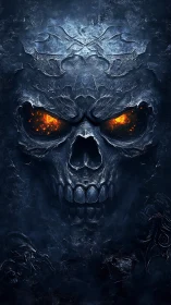 Molten ember eyes in a frostbitten demon skull veil.