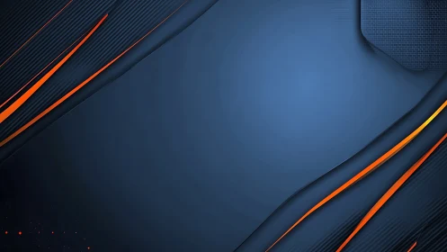 Layered blue tech panel with diagonal orange highlight accents