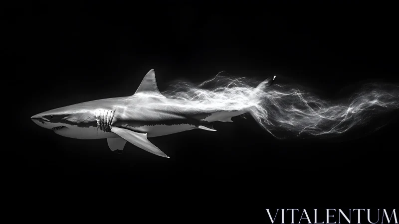 Electric phantom shark streaking through cosmic black seas.
