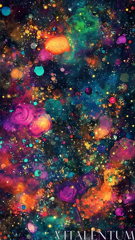 Cosmic nebula clouds with vibrant multicolored star fields.