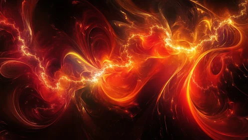 Glowing river of fire swirling through a cosmic dreamscape.