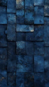 Deep blue textured tile wall with subtle metallic patina.