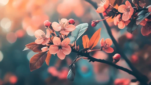 Coral Blossoms Dreaming in Soft Bokeh Light