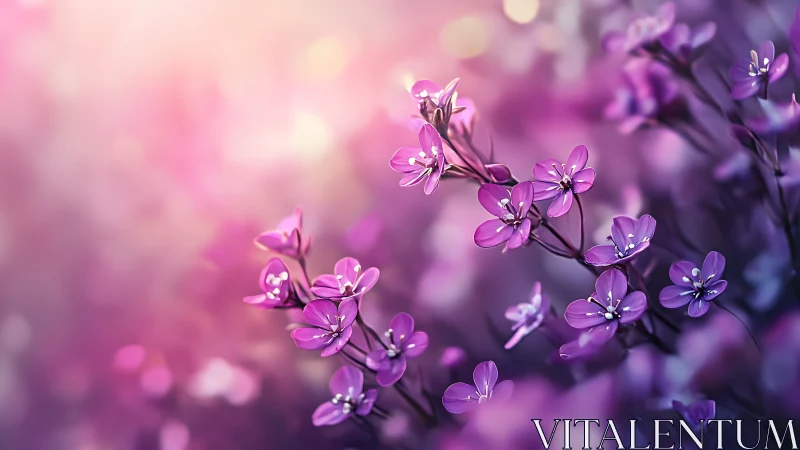 Delicate Purple Flowers with Shallow Depth of Field and Soft Bokeh