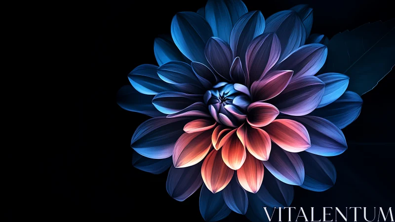 Digital Flower: Gradient-Rendered Dahlia with Chromatic Luminosity