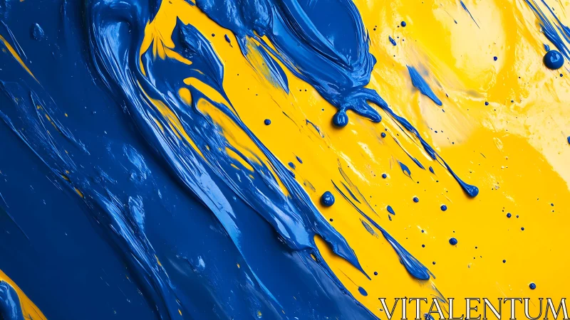 Abstract blue and yellow paint strokes with bold texture.