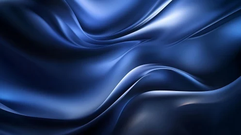Flowing Blue Satin Abstract Background with Smooth Light Effects.