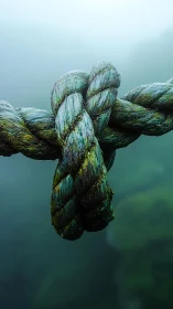 Weathered sea-knot hovering in misty green silence.
