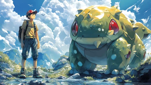 Skyroad boy befriends a gentle, spiked colossus of summer