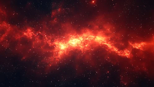Fiery cosmic nebula river glowing softly across deep space.