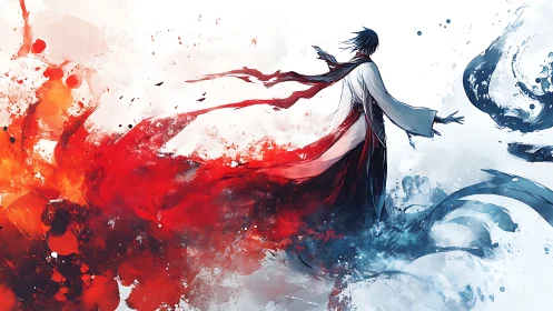 Elemental duelist walks the red fire and blue tide border.