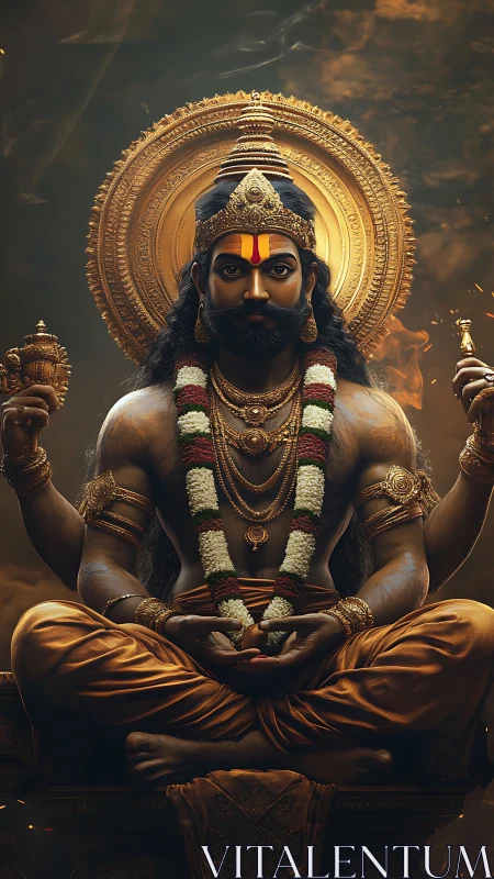 Golden-halo yogi deity seated in blazing divine stillness.