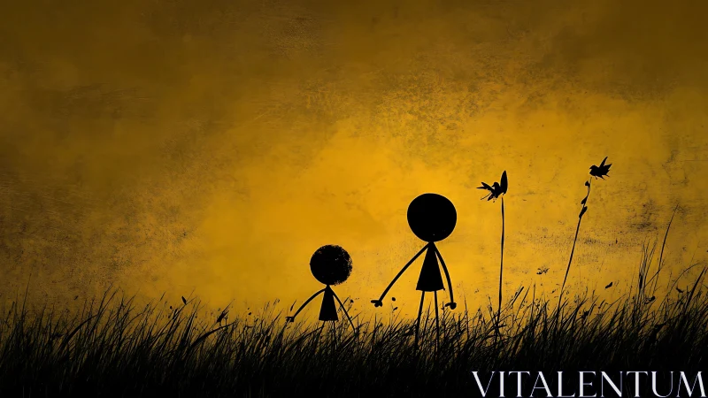 Two Figures Stand Together in a Golden Field of Dreams