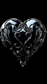 Sculpted Glass Heart Glowing with Elegant Baroque Detail