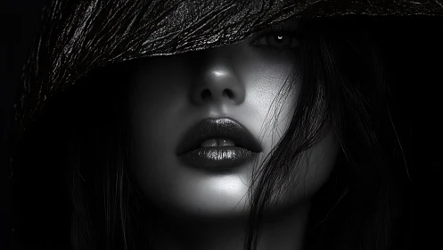 Monochrome close-up portrait with high-contrast specular rendering.