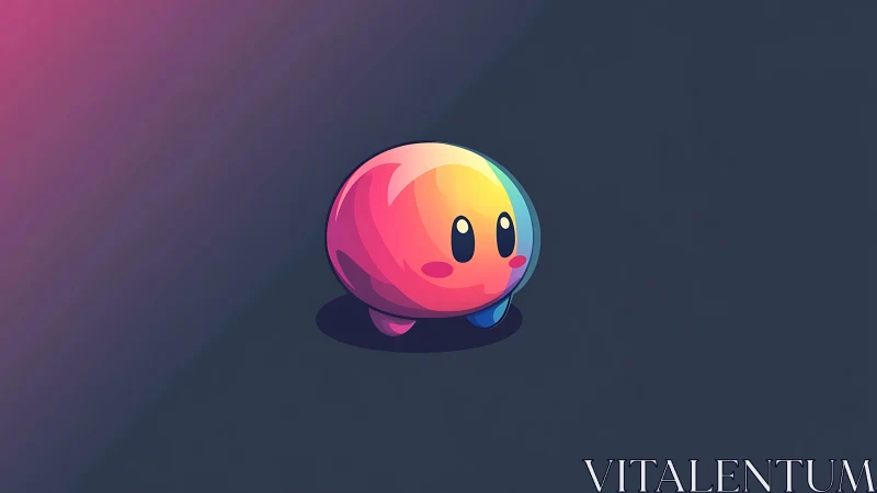 Chromatic spherical mascot rendered with soft gradient lighting