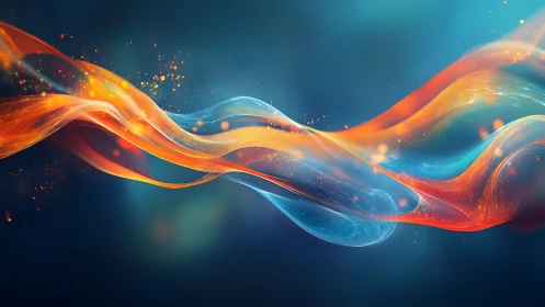 Luminous fire and water ribbons in flowing digital motion.