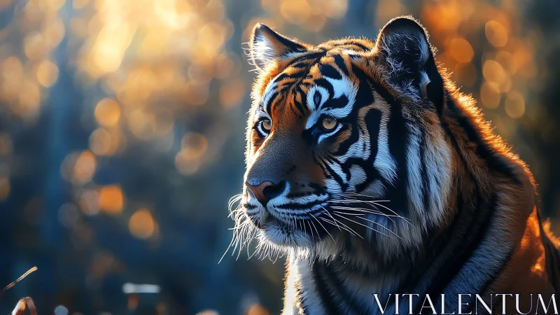 Portrait of a tiger rendered with shallow depth of field lighting