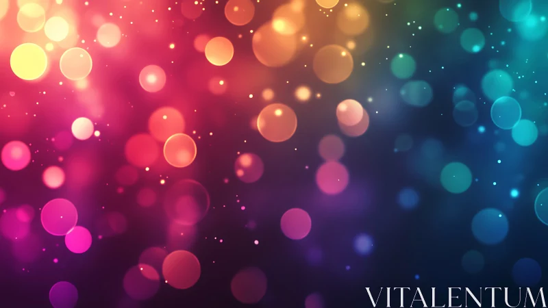 Vibrant multicolor bokeh orbs over deep gradient field.