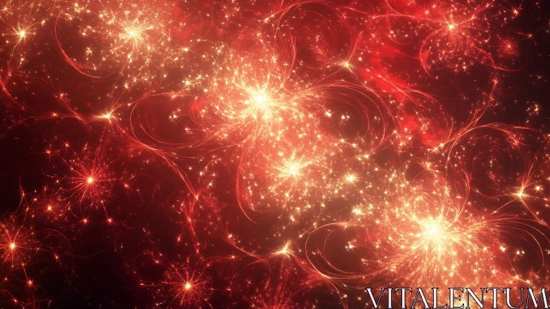 Stellar embers swirl across a crimson nebula dreamscape.