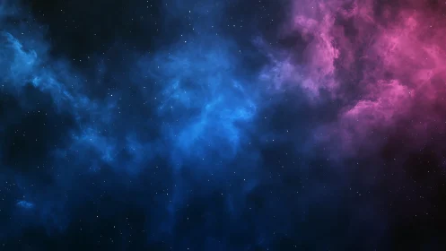 Bicolor nebula cloudscape shows blue to magenta gaseous gradient