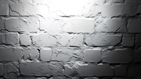 Rough white brick wall under direct overhead lighting.
