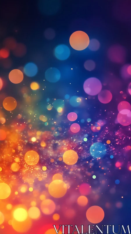 Multicolored bokeh circles on dark gradient abstract background.