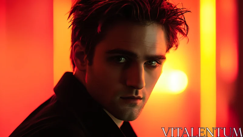 Cinematic neon portrait with dramatic low key lighting setup.