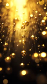 Golden light orbs stream through a glowing abstract space.