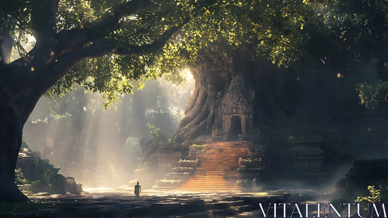 Ancient arboreal temple rendered in luminous fantasy lighting