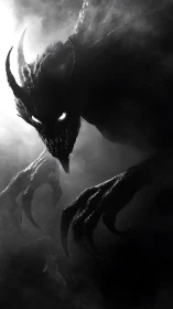 Volumetric-lit shadow revenant with serrated cranial form.