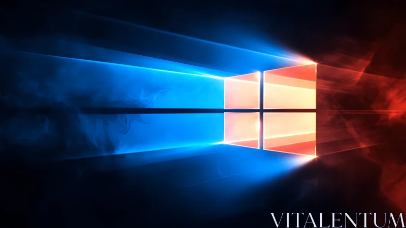 Windows-style light window split by blue red glow.