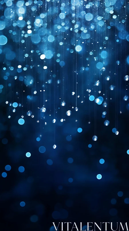 Defocused luminous droplets in suspended vertical light field.