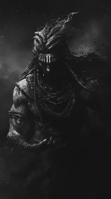 Shadow warlord rises from ash and voidlit stormfront.