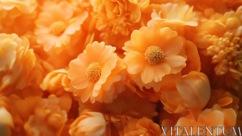 Golden orange blossoms glow in warm ethereal sunlight.