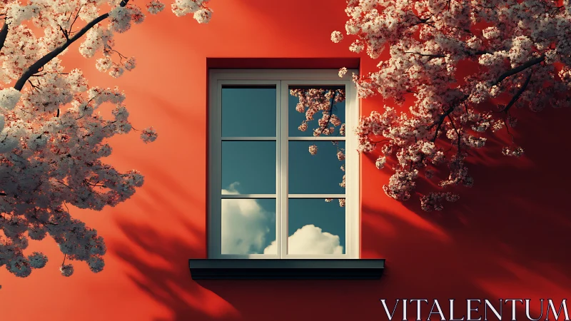 Blossom shadows frame a cloudlit window like quiet theater