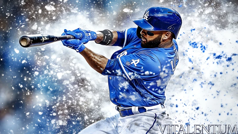Kinetic baseball swing rendered in high-energy digital painting.