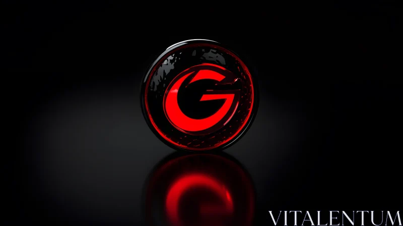 Futuristic red and black glowing G emblem on dark background.