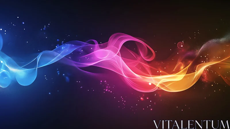 Digital painting of luminous gradient ribbons in motion space.